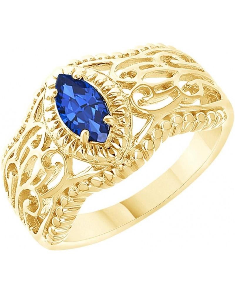 Marquise Cut Simulated Blue Sapphire Solitaire Ring in 14k Gold Over Sterling Silver (0.57 Cttw) yellow-gold-plated-silver $3...