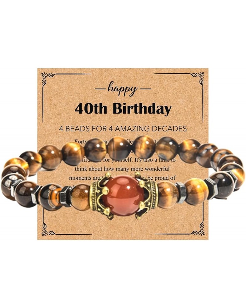 30th 40th 50th 60th 70th 75th Birthday Gifts for Men Tiger Eye Beads Bracelet Natural Stone Bracelet Red Agate Bracelet Happy...