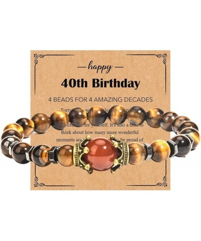 30th 40th 50th 60th 70th 75th Birthday Gifts for Men Tiger Eye Beads Bracelet Natural Stone Bracelet Red Agate Bracelet Happy...