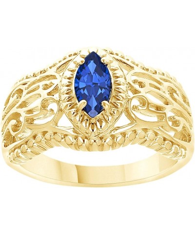 Marquise Cut Simulated Blue Sapphire Solitaire Ring in 14k Gold Over Sterling Silver (0.57 Cttw) yellow-gold-plated-silver $3...