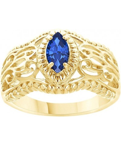 Marquise Cut Simulated Blue Sapphire Solitaire Ring in 14k Gold Over Sterling Silver (0.57 Cttw) yellow-gold-plated-silver $3...