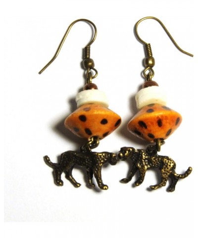 Cheetah Charms Handmade Earrings Yellow Orange Brown Bronze Brass $11.74 Earrings