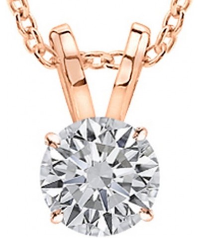 2 Carat 14K White Gold Round Diamond 4 Prong Solitaire Pendant Necklace J Color I2 Clarity 2.0 Carat 14K Rose Gold $1.00 Neck...