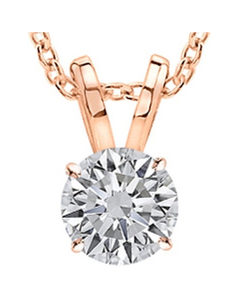 2 Carat 14K White Gold Round Diamond 4 Prong Solitaire Pendant Necklace J Color I2 Clarity 2.0 Carat 14K Rose Gold $1.00 Neck...