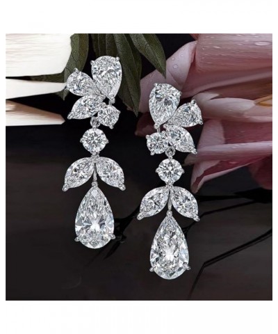 Rhinestone Statement Drop Dangle Earrings for Women Teardrop Wedding Earrings for Bridal Dangling Sparkly Crystal Chandelier ...