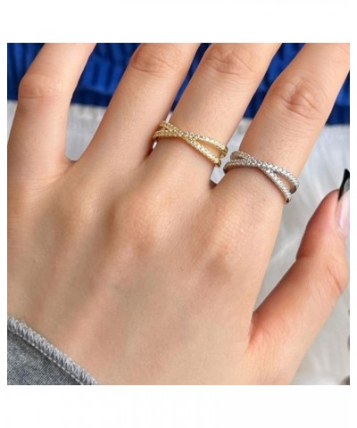 X Criss Cross Ring Soild 10k/14k/18k Gold Criss Cross Infinity Ring with 5A Cubic Zirconia Eternity Engagement Wedding Jewelr...