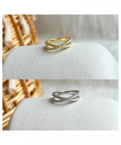 X Criss Cross Ring Soild 10k/14k/18k Gold Criss Cross Infinity Ring with 5A Cubic Zirconia Eternity Engagement Wedding Jewelr...