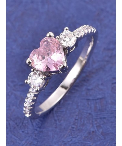 925 Sterling Silver Plated Created Pink Topaz Heart Cut CZ Multi Row Wave Eternity Anniversary Wedding Engagement Band Ring F...