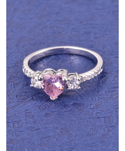 925 Sterling Silver Plated Created Pink Topaz Heart Cut CZ Multi Row Wave Eternity Anniversary Wedding Engagement Band Ring F...