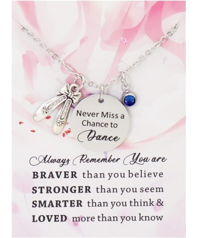 Dancer Gift Mever Miss a Chance to Dance Birthstone Necklace You're Braver than You Believe Inspirational Gift for Dancer Sep...