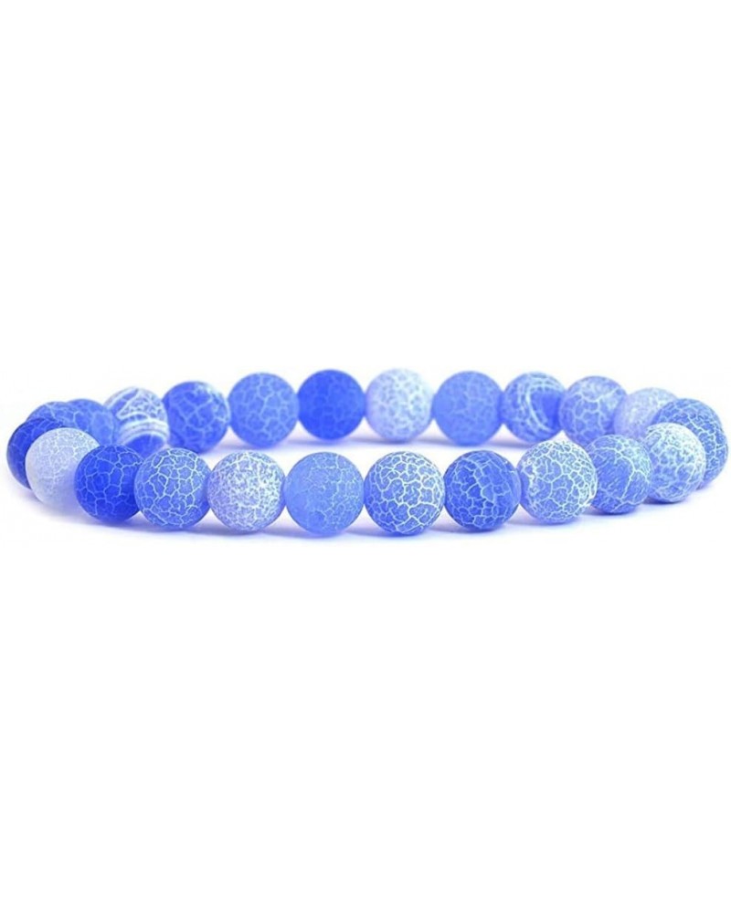 Gem Semi Precious Gemstone 8mm Round Beads Stretch Bracelet 7 Inch Unisex Light Blue Weathered Agate $7.69 Bracelets