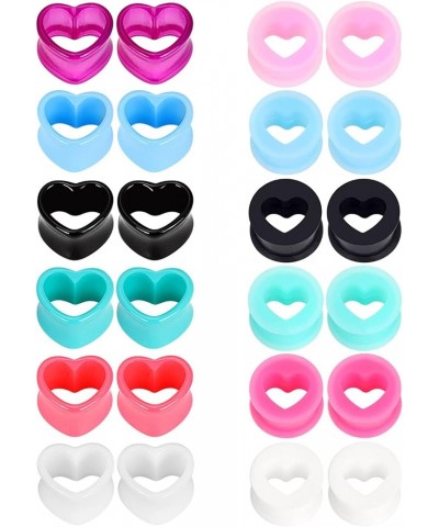 12pcs-24pcs Soft Flexible Silicone Ear Tunnels Acrylic Heart Tunnels Piercing Gauge 4g-3/4 inch 12 pairs, 1/2"(12mm) $11.99 B...