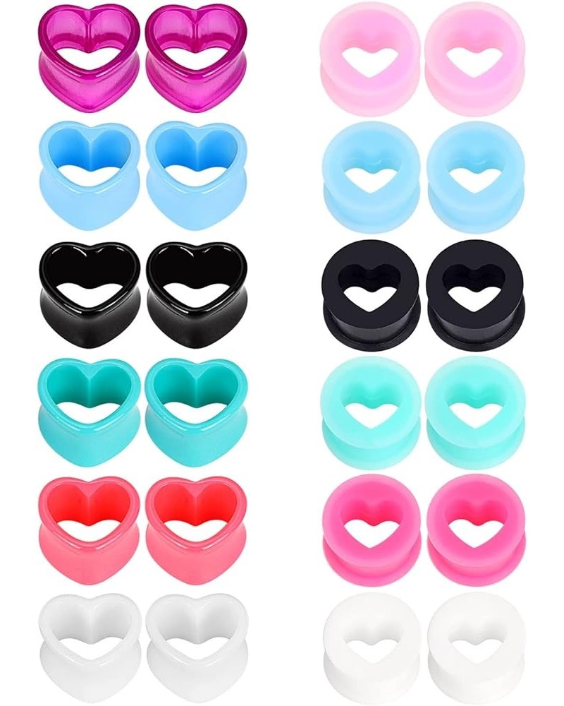 12pcs-24pcs Soft Flexible Silicone Ear Tunnels Acrylic Heart Tunnels Piercing Gauge 4g-3/4 inch 12 pairs, 1/2"(12mm) $11.99 B...