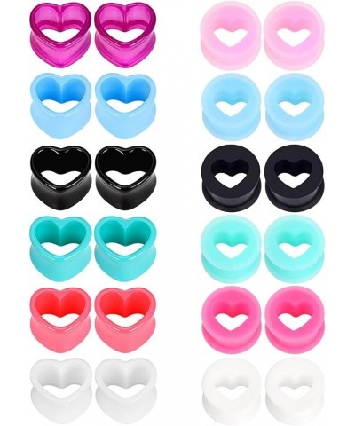 12pcs-24pcs Soft Flexible Silicone Ear Tunnels Acrylic Heart Tunnels Piercing Gauge 4g-3/4 inch 12 pairs, 1/2"(12mm) $11.99 B...