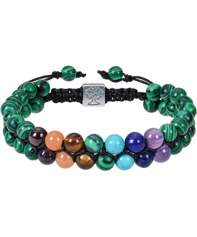 Malachite Double-layer Braided Bracelet Double-row Colorful Stone Bracelet Tree Of Life Jewelry Natural Amethyst Bracelet $13...