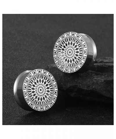 2 PCS Star Design Ear Plugs Gauges for Women Screw Back Ear Tunnels Gauges for Men Surgical Steel Gauge Earrings Body Piercin...