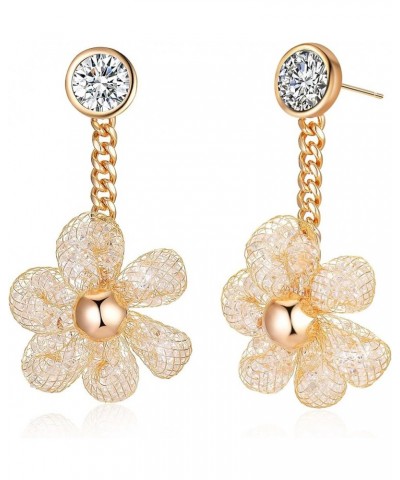 Earrings for Women - Cubic Zirconia Drop Dangle Earrings - Fashion Topaz Earring Gorgeous Jewelry Gifts Crystal Flower $6.15 ...