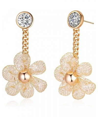 Earrings for Women - Cubic Zirconia Drop Dangle Earrings - Fashion Topaz Earring Gorgeous Jewelry Gifts Crystal Flower $6.15 ...