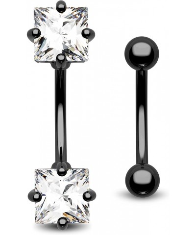 2pcs 16g Small Size Belly Button Rings Pack Surgical Steel Square AAA CZ Curved Barbell Navel Rings New black $9.17 Body Jewelry