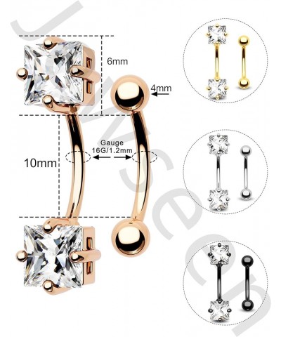 2pcs 16g Small Size Belly Button Rings Pack Surgical Steel Square AAA CZ Curved Barbell Navel Rings New black $9.17 Body Jewelry