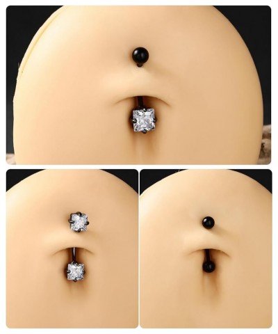 2pcs 16g Small Size Belly Button Rings Pack Surgical Steel Square AAA CZ Curved Barbell Navel Rings New black $9.17 Body Jewelry