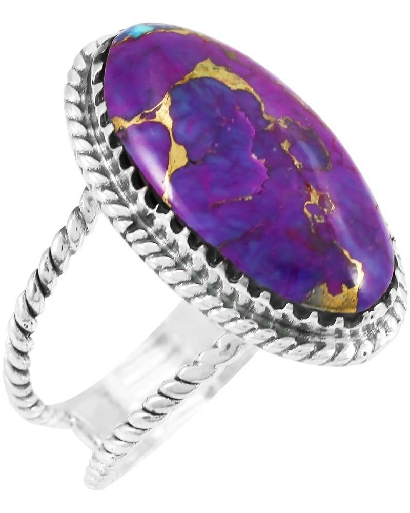 Turquoise Ring Sterling Silver 925 Genuine Gemstones Size 6 to 11 (Choose Color) Purple Turquoise $13.94 Rings