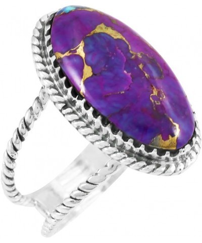 Turquoise Ring Sterling Silver 925 Genuine Gemstones Size 6 to 11 (Choose Color) Purple Turquoise $13.94 Rings