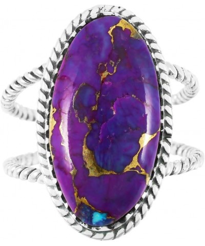 Turquoise Ring Sterling Silver 925 Genuine Gemstones Size 6 to 11 (Choose Color) Purple Turquoise $13.94 Rings