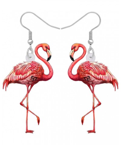 Acrylic Flamingo Earrings Dangle Red Bird Jewelry Flamingo Gifts for Women Girls Charms Statement Earrings Red $7.66 Earrings