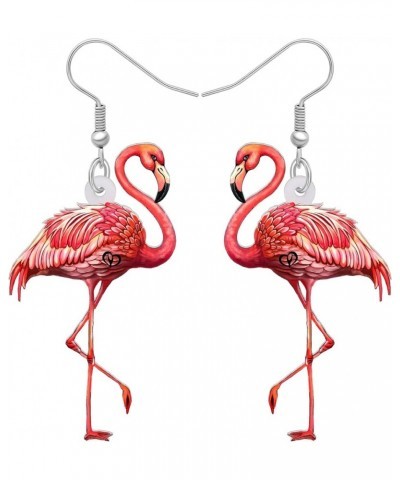 Acrylic Flamingo Earrings Dangle Red Bird Jewelry Flamingo Gifts for Women Girls Charms Statement Earrings Red $7.66 Earrings