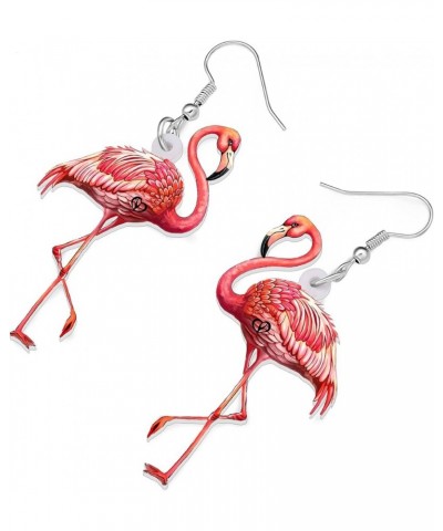 Acrylic Flamingo Earrings Dangle Red Bird Jewelry Flamingo Gifts for Women Girls Charms Statement Earrings Red $7.66 Earrings