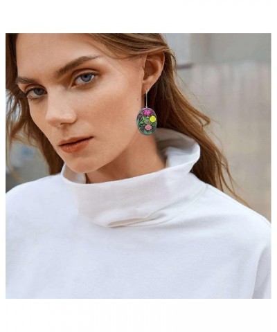 National Style Handmade Bohemian Dangle Earrings Fashion Printing Geometry Dangle Drop Earrings For Women Girls style-2 $7.53...