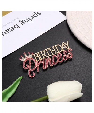 Birthday Brooch Pin for Women Metal Pin Rhinestone Queen Crown Brooch Pins for Women Girls Round Buckle Brooch for Wedding Pa...