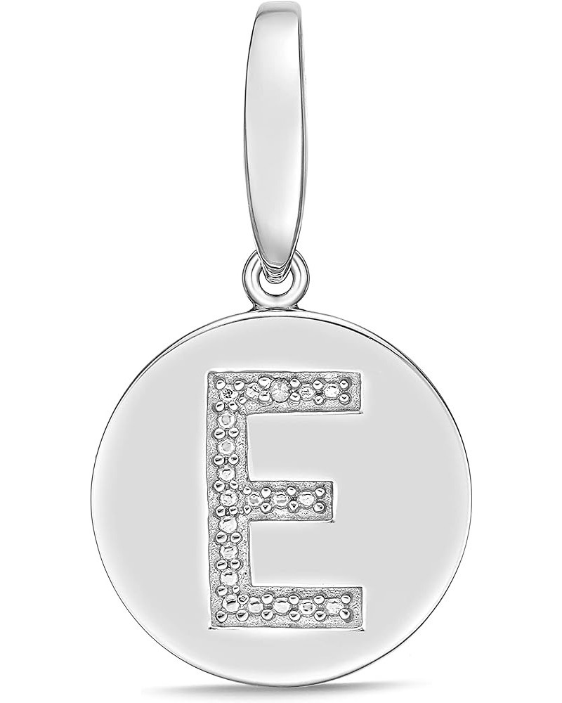 .925 Sterling Silver Diamond-Accented Round Initial Charm Enhancer with Lobster Claw Clasp (I-J Color, I2-I3 Clarity) - Choic...