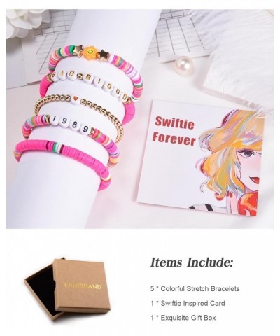 Swiftie Bracelet Tay Bracelets Friendship Gifts for Swifties 5pcs Clay Bead Stackable Bracelets for Women Teen Girls 1989 $7....