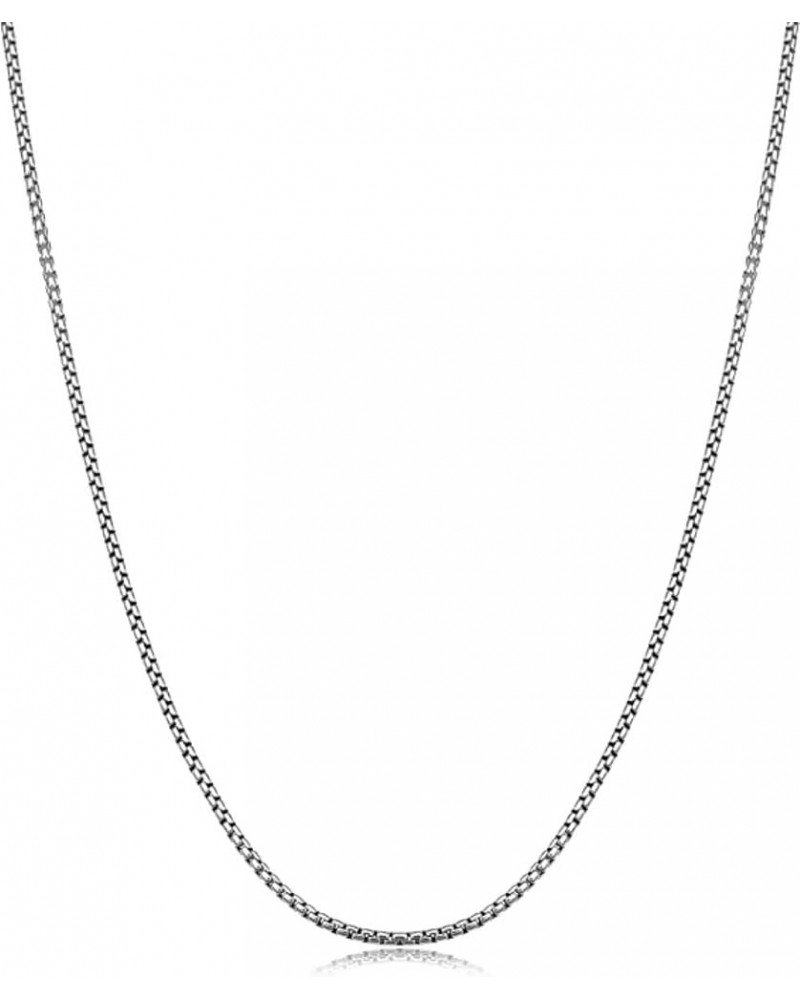 925 Sterling Silver Solid Round Box Link Chain Necklace - 925 Rhodium Necklace Chains 1.5MM - 3.5MM, Box Chain, Pendant Chain...