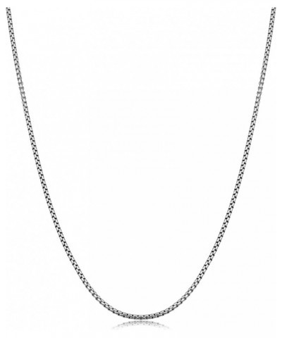 925 Sterling Silver Solid Round Box Link Chain Necklace - 925 Rhodium Necklace Chains 1.5MM - 3.5MM, Box Chain, Pendant Chain...