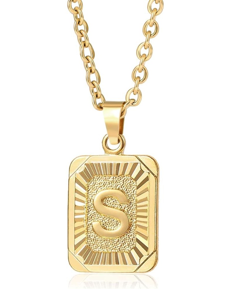 Initial Pendant Necklace 18K Gold Plated Stainless Steel Letter Necklace Personalizd Name Necklace for Women Gold S $8.15 Nec...