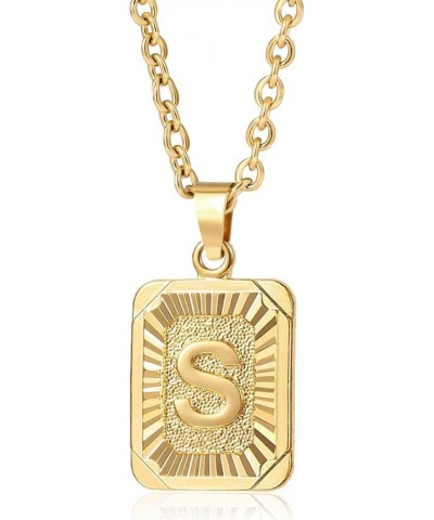 Initial Pendant Necklace 18K Gold Plated Stainless Steel Letter Necklace Personalizd Name Necklace for Women Gold S $8.15 Nec...