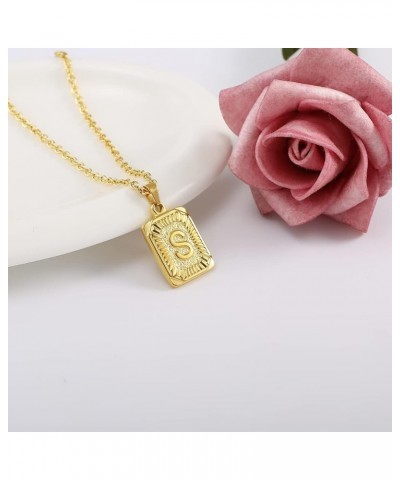 Initial Pendant Necklace 18K Gold Plated Stainless Steel Letter Necklace Personalizd Name Necklace for Women Gold S $8.15 Nec...