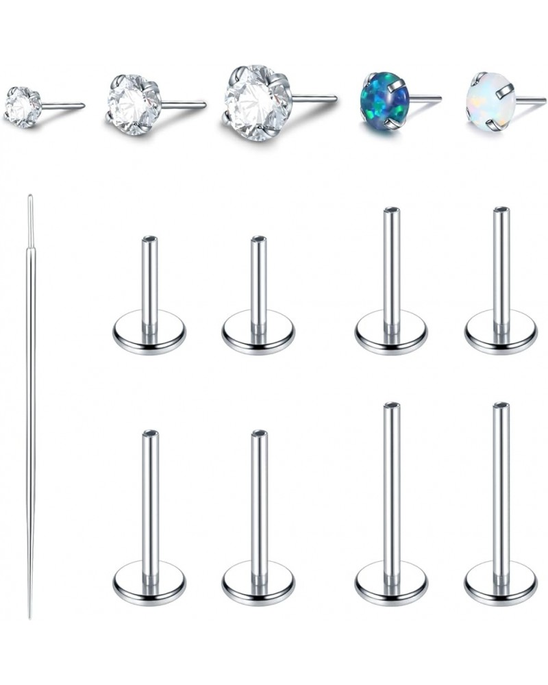 20G 18G 16G Threadless Push in Lip Ring Stainless Steel CZ Labret Monroe Lip Stud Nose Ring Helix Tragus Cartilage Earring St...