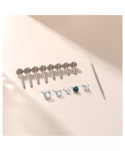 20G 18G 16G Threadless Push in Lip Ring Stainless Steel CZ Labret Monroe Lip Stud Nose Ring Helix Tragus Cartilage Earring St...