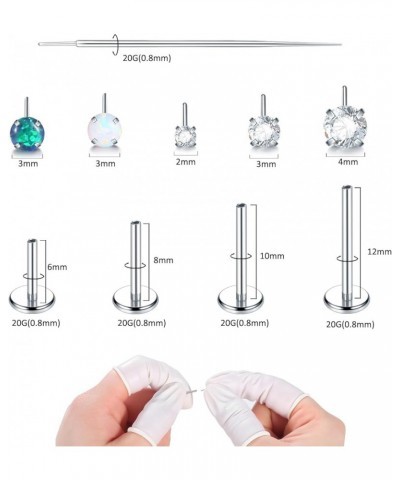 20G 18G 16G Threadless Push in Lip Ring Stainless Steel CZ Labret Monroe Lip Stud Nose Ring Helix Tragus Cartilage Earring St...