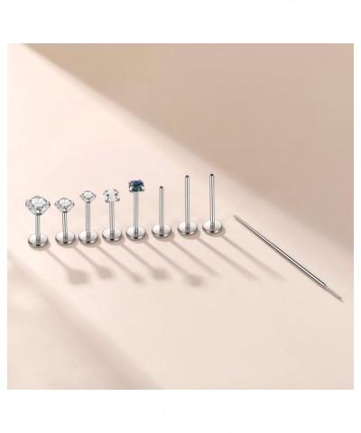 20G 18G 16G Threadless Push in Lip Ring Stainless Steel CZ Labret Monroe Lip Stud Nose Ring Helix Tragus Cartilage Earring St...