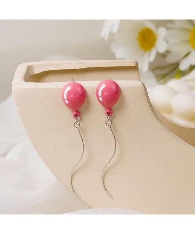 Long Tassel Cute Balloon Stud Earrings Funny Creative Balloon Dangle Earrings for Women Girls Jewelry pink $7.16 Earrings