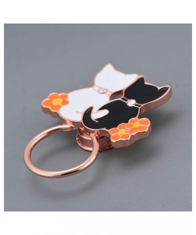 Exquisite Black and White Cats Couple Lovers Magnetic Eyeglass Holder Brooch Pin with Flower Rose Gold $12.53 Brooches & Pins