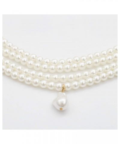 Imitation Pearl Choker Necklace Vintage Multi Strands Pearl Pendant Necklace 20s Flapper Necklace for Women Girls Round $8.79...