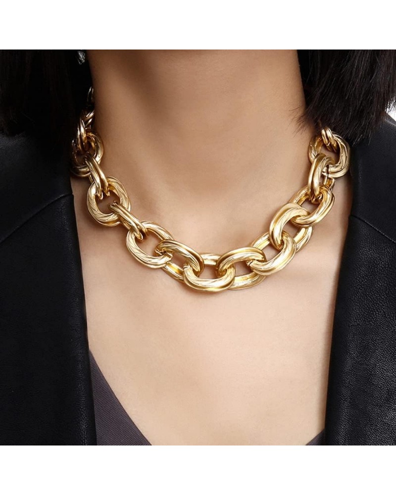 Dainty O Link Necklace Gold Chunky Choker Cuban Statement Thick Link Collar Chain Punk Hip-hop Trendy Jewelry for Women and G...