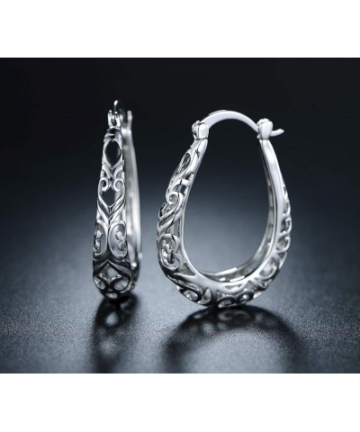 18K Gold Plated Filigree Hoop Earrings White Gold $10.00 Earrings