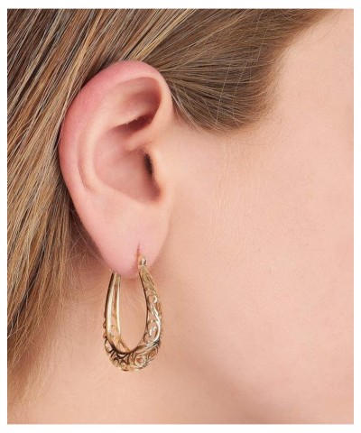 18K Gold Plated Filigree Hoop Earrings White Gold $10.00 Earrings